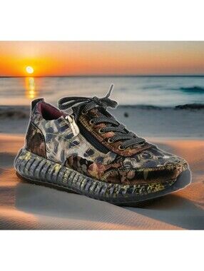 Spring Step L'Artiste Shoes Leopard Women 10.5 42 Sneakers Pewter Artisan Animal